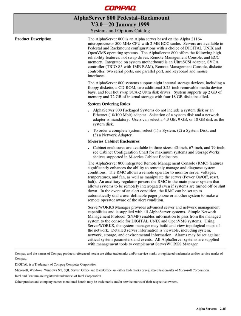 Compaq AlphaServer 800 User manual