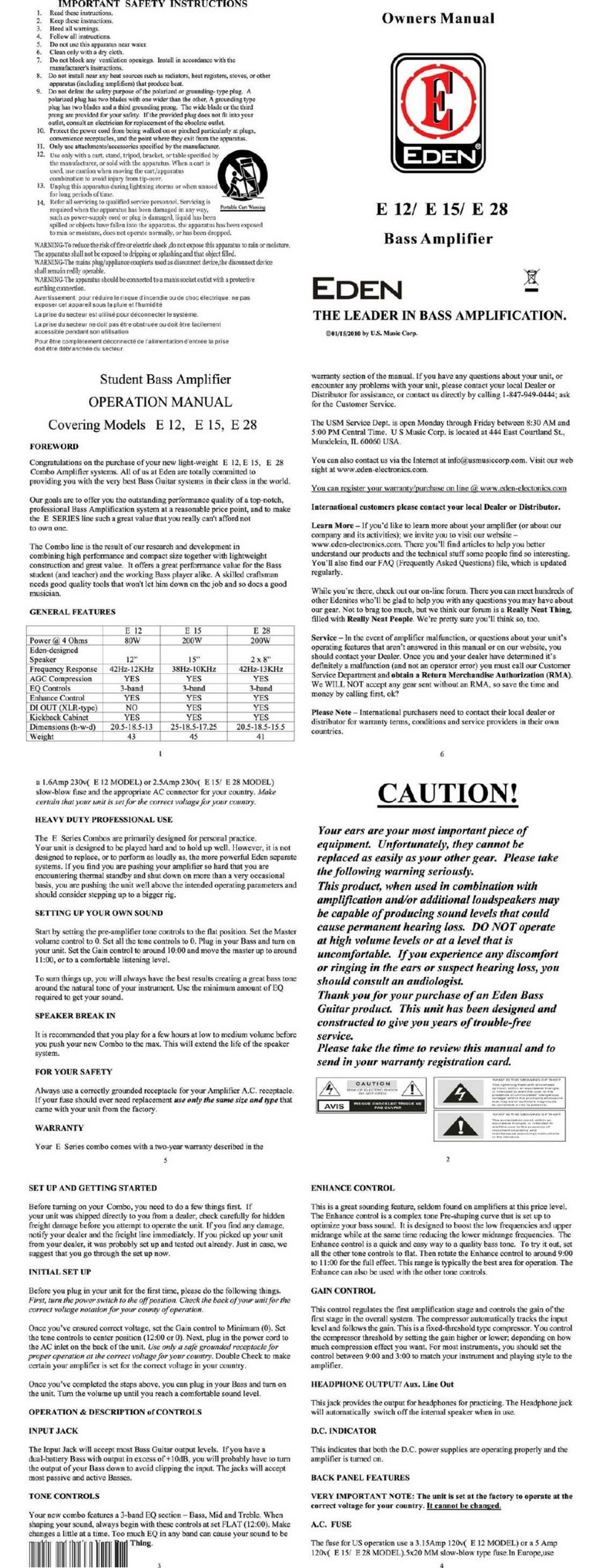 Eden E12 User manual