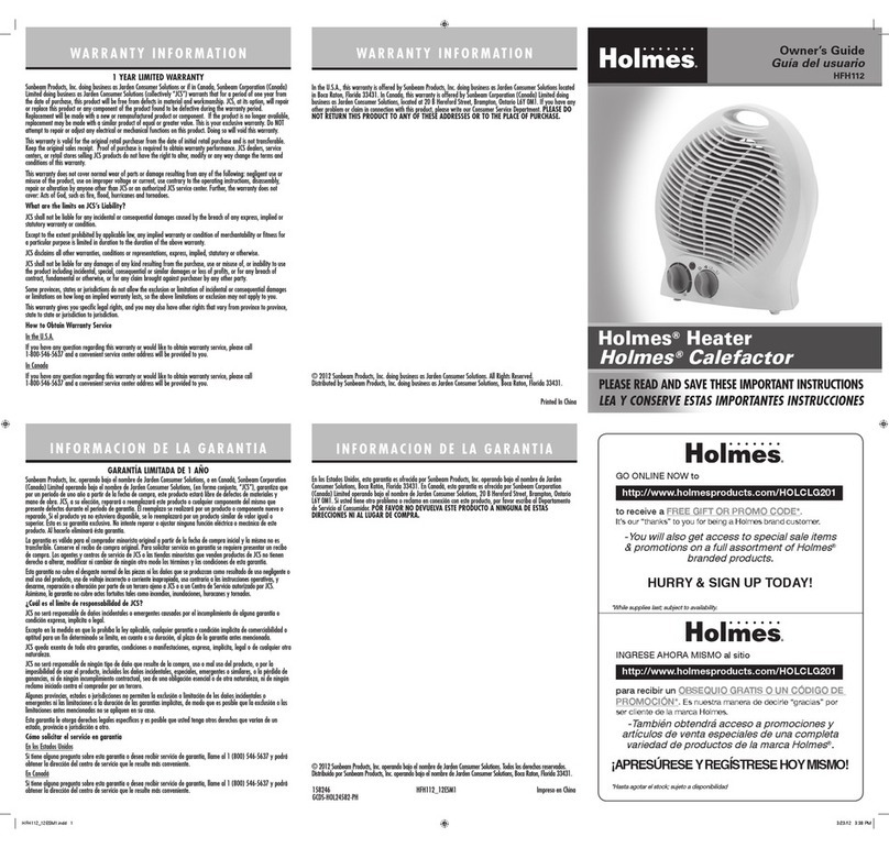 Holmes HFH112 User manual