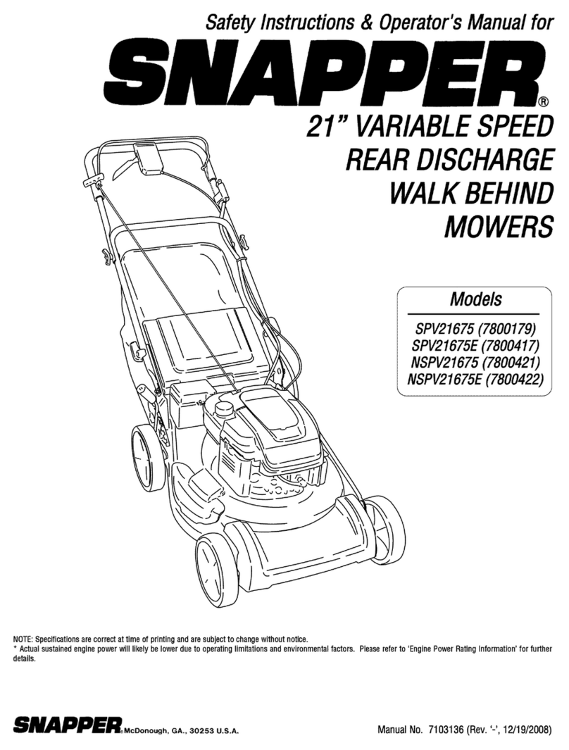 Snapper SPV21675 Operation and maintenance manual