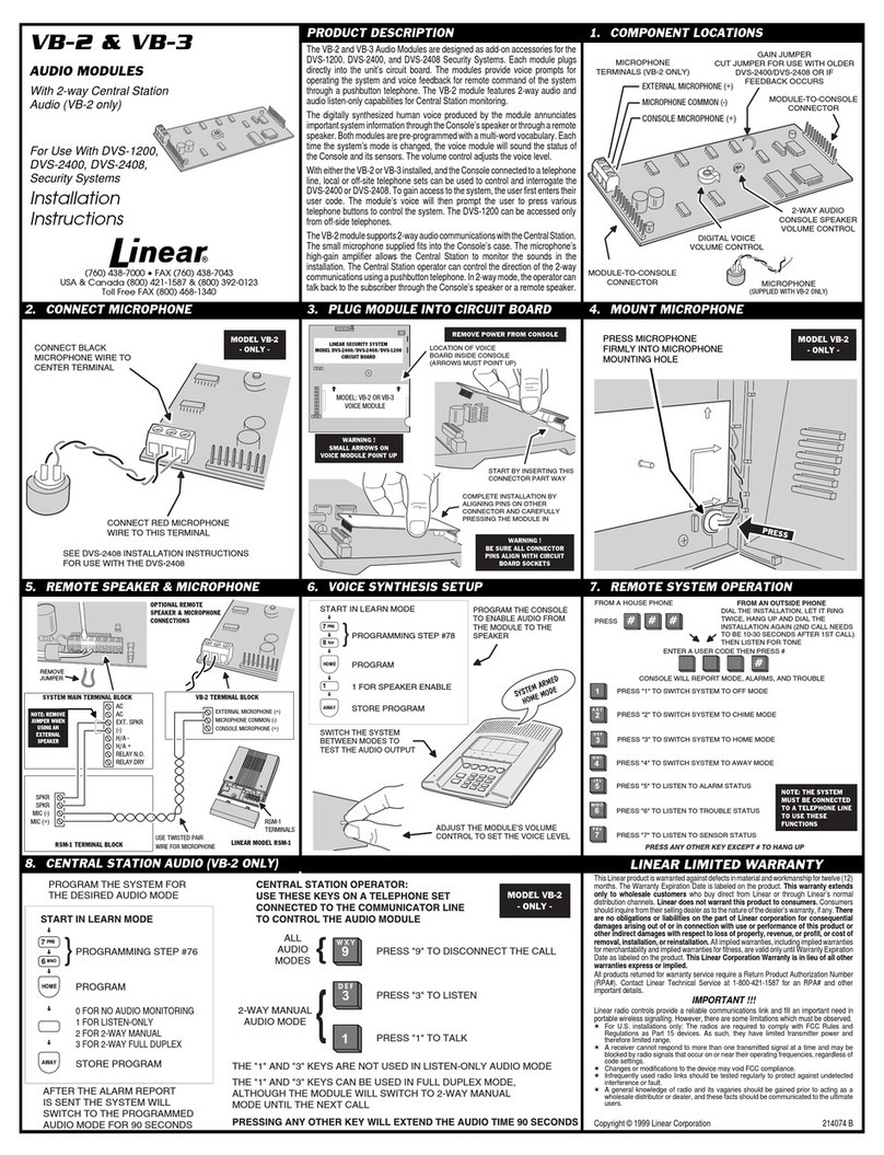 Linear VB-2 User manual