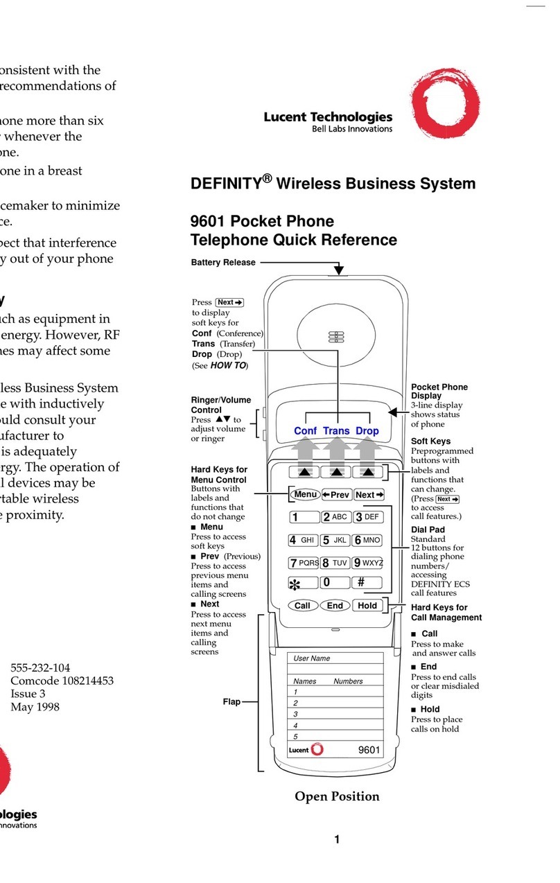 Lucent Technologies DEFINITY 9601 User manual