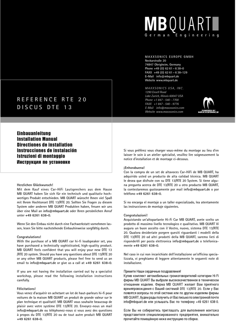 MB QUART Reference RTE 20 User manual
