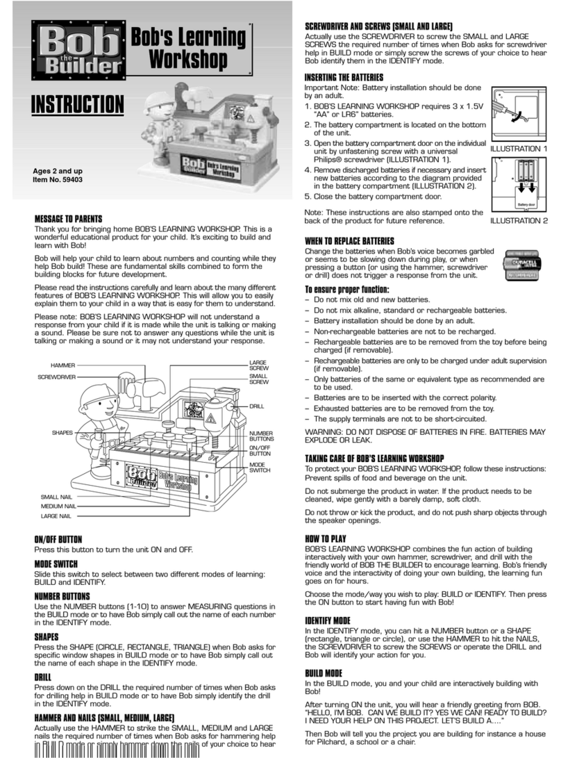 Tiger Electronics Bob's Learning Workshop User manual