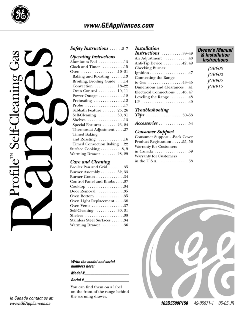 GE Appliances Profile JGB905 Original instructions