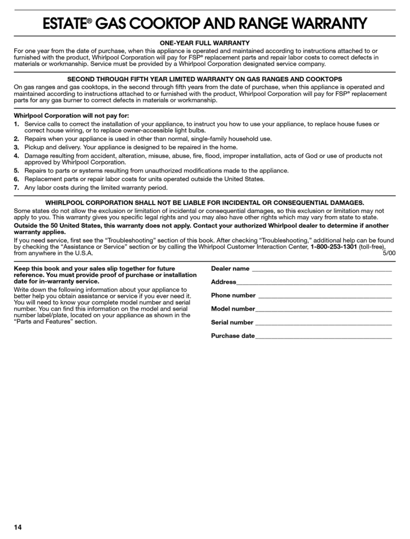Estate Range Parts list manual