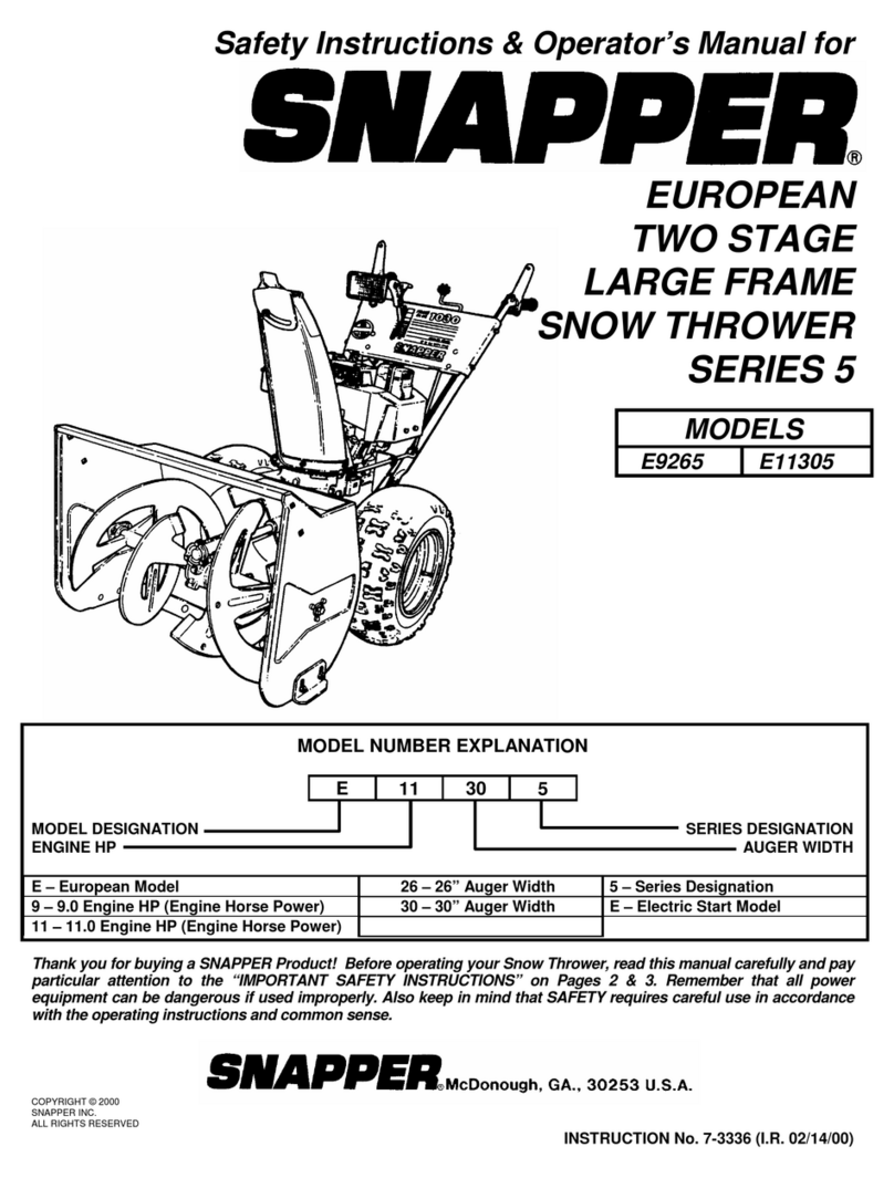 Snapper E11305 Operation and maintenance manual Snapper E11305 Operation and maintenance manual