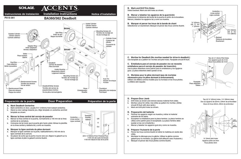 Schlage Accents BA-362 User manual