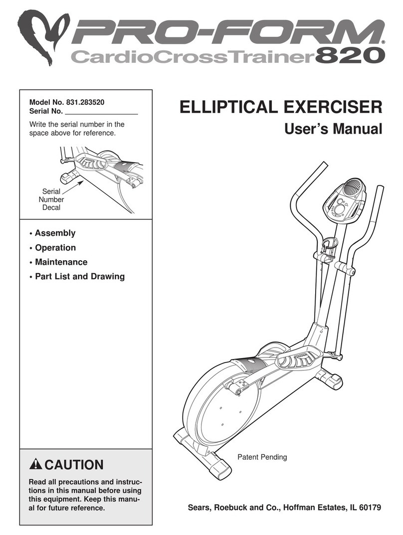 Pro-Form 820 Elliptical User manual Pro-Form 820 Elliptical User manual