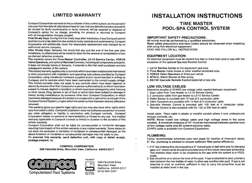 Compool Pool-Spa Control System Time Master User manual