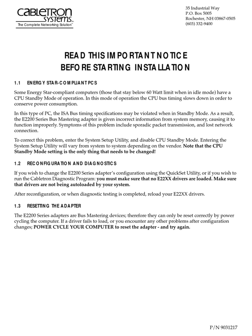 Cabletron Systems E2210 Operation and maintenance manual