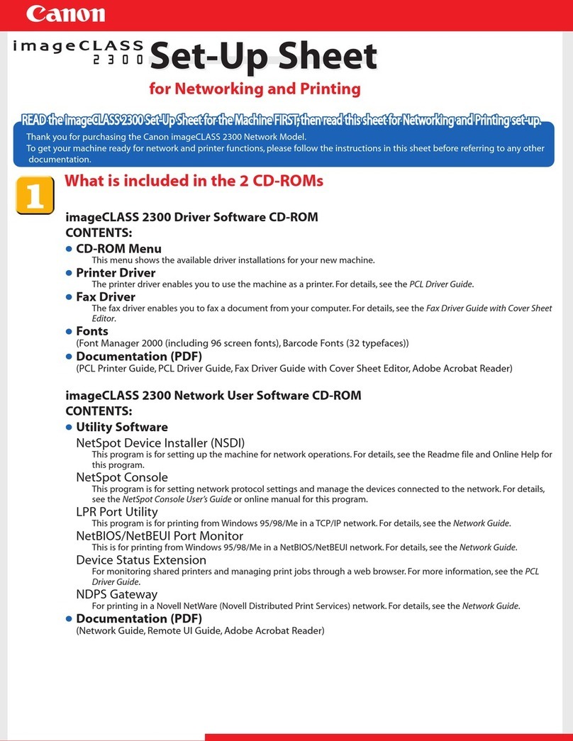 Canon ImageCLASS 2300 setup sheet