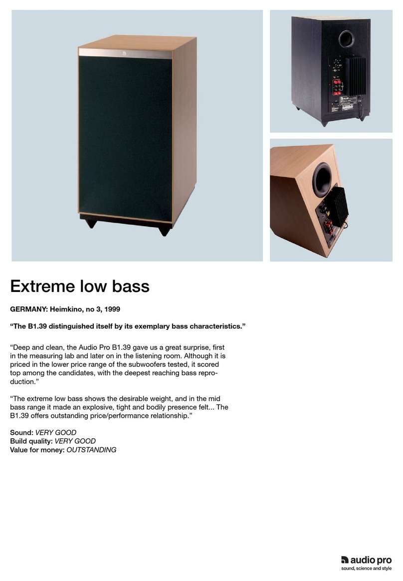 Audio Pro Sub B1.39 Owner's manual