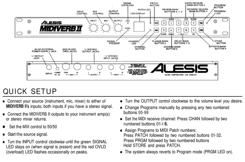 Alesis QuadraVerb 2 Specification sheet