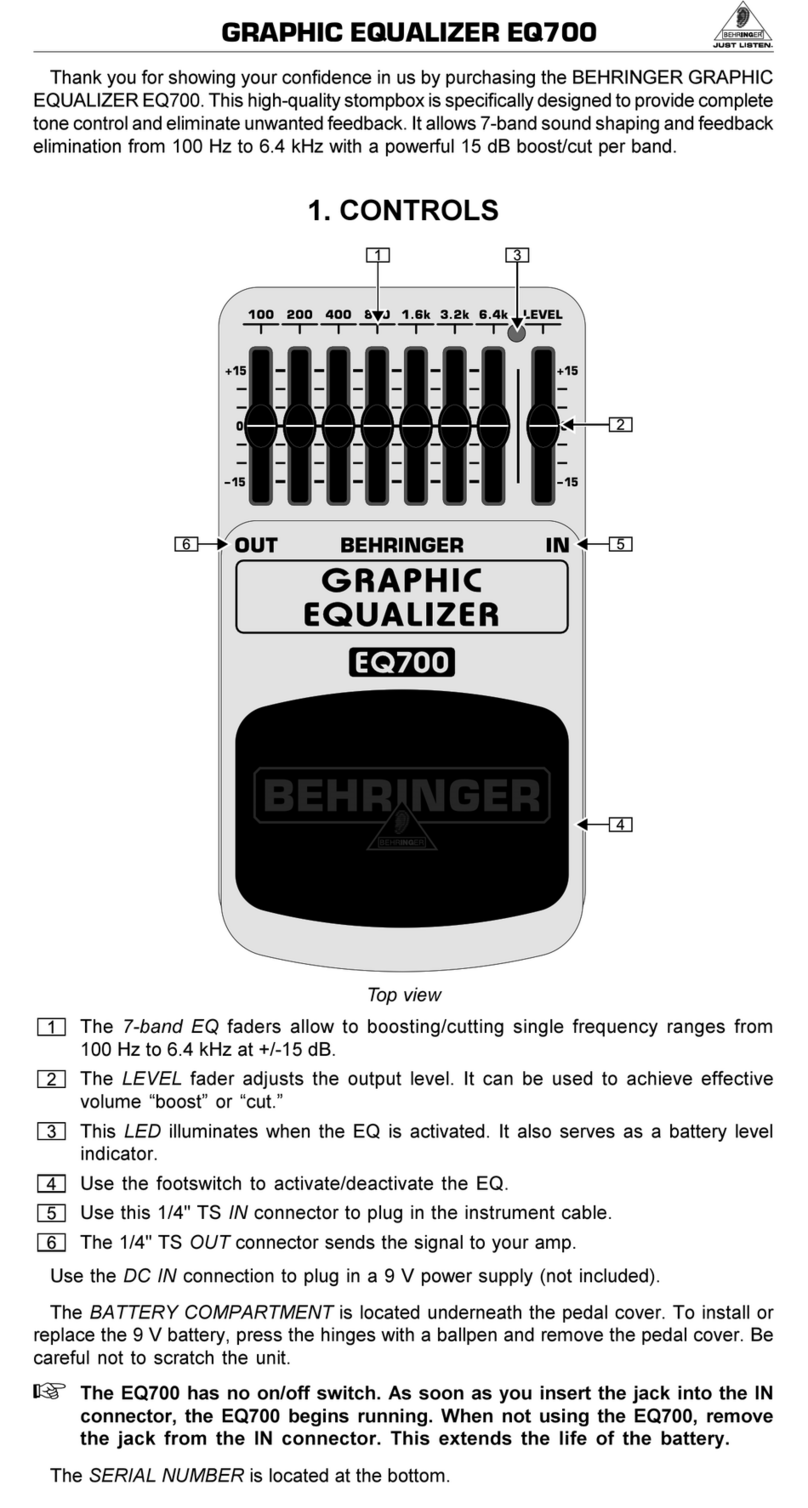 Behringer GRAPHIC EQUALIZER EQ700 User manual