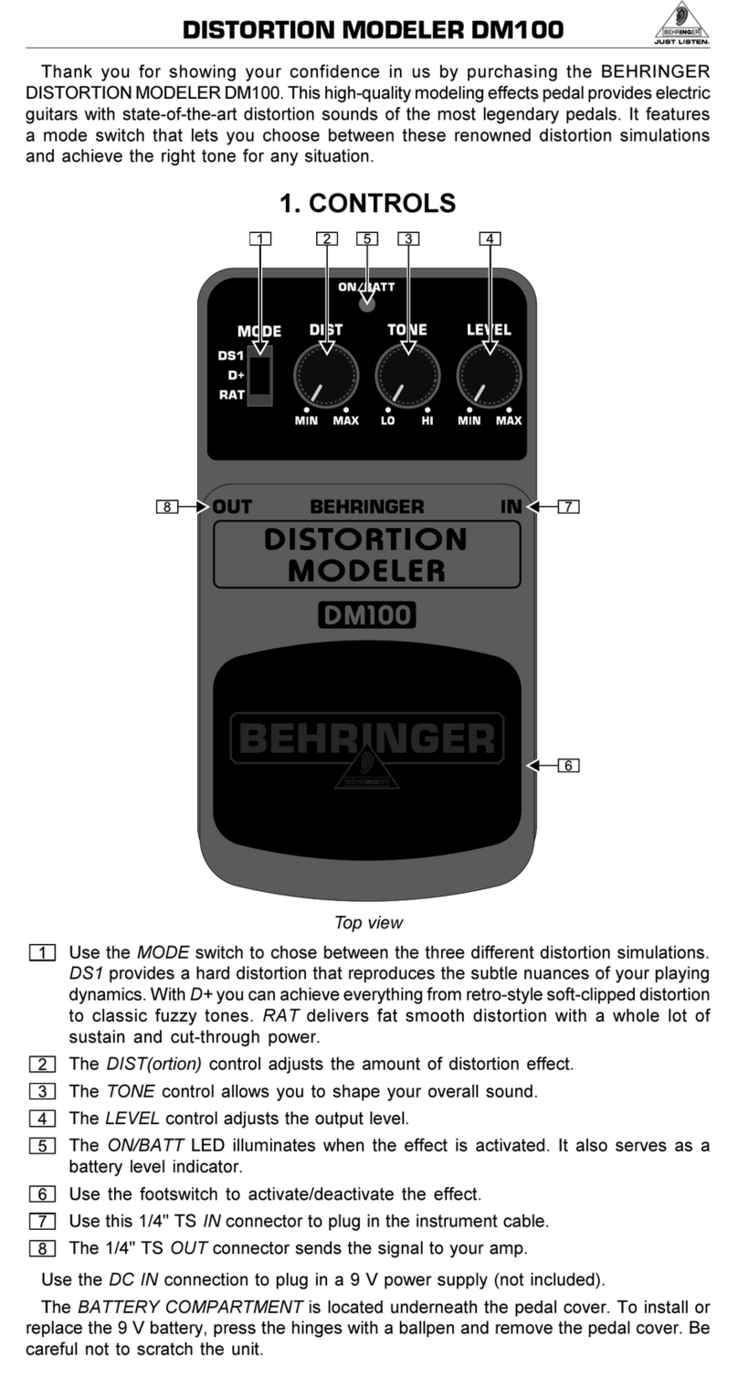 Behringer DM100 User manual