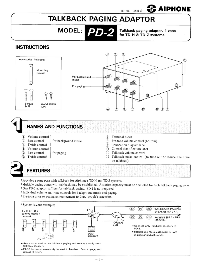 Aiphone PD-2 User manual