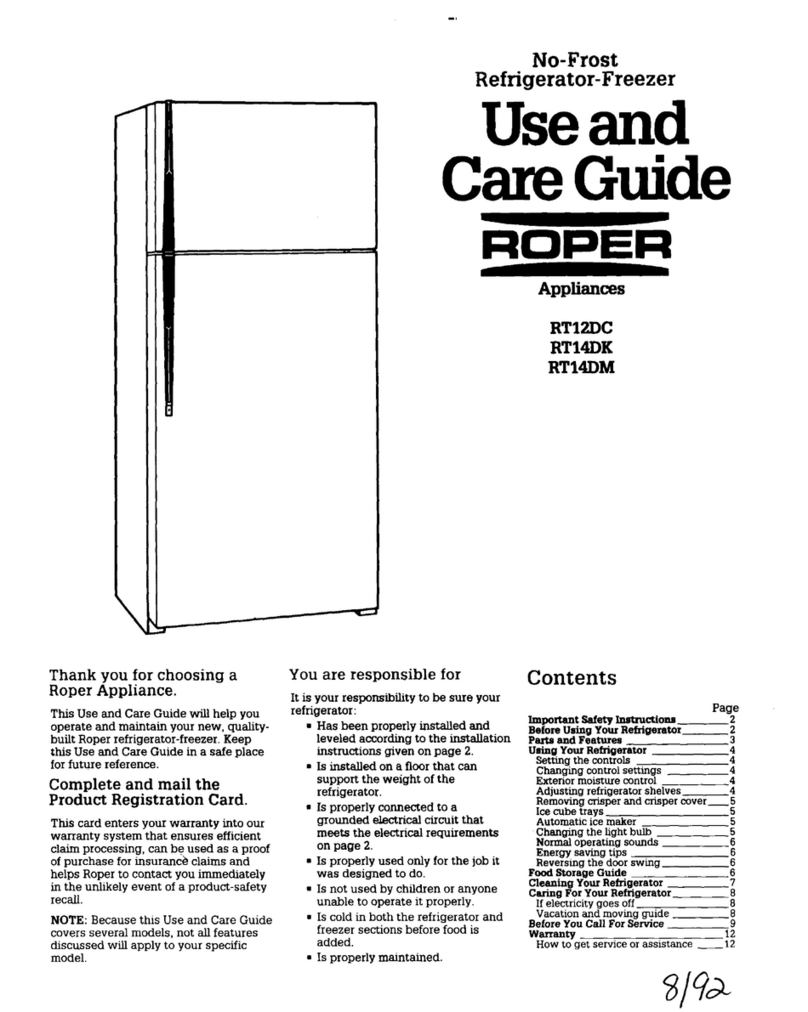 Roper RT12DC User manual