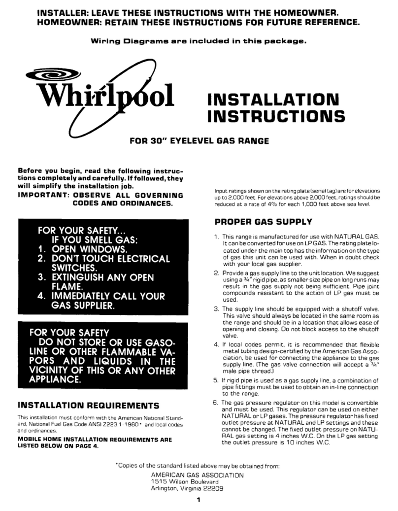 Whirlpool Range User manual
