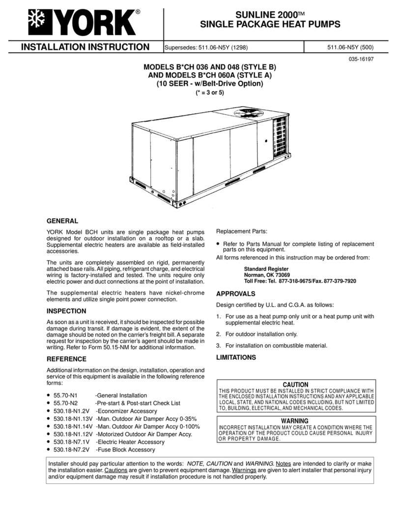 York Sunline 2000 User manual