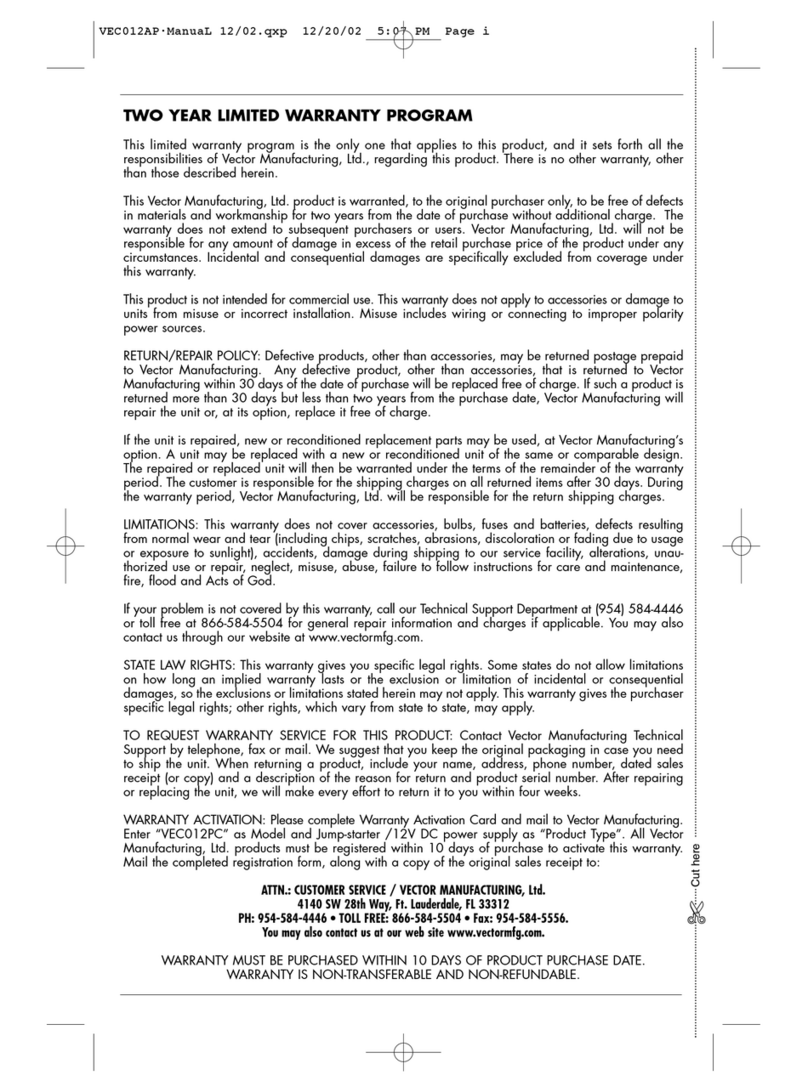 Vector VEC012AP Instruction Manual