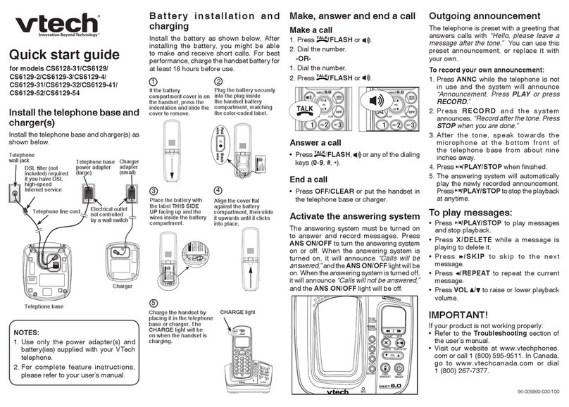 V-tech VT6129-31 - V-Tech Dect 6.0 Three Handset Cordless Phone... User manual