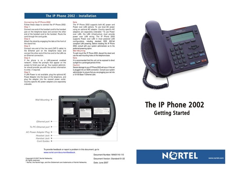 Nortel Networks IP Phone 2002 Specification sheet