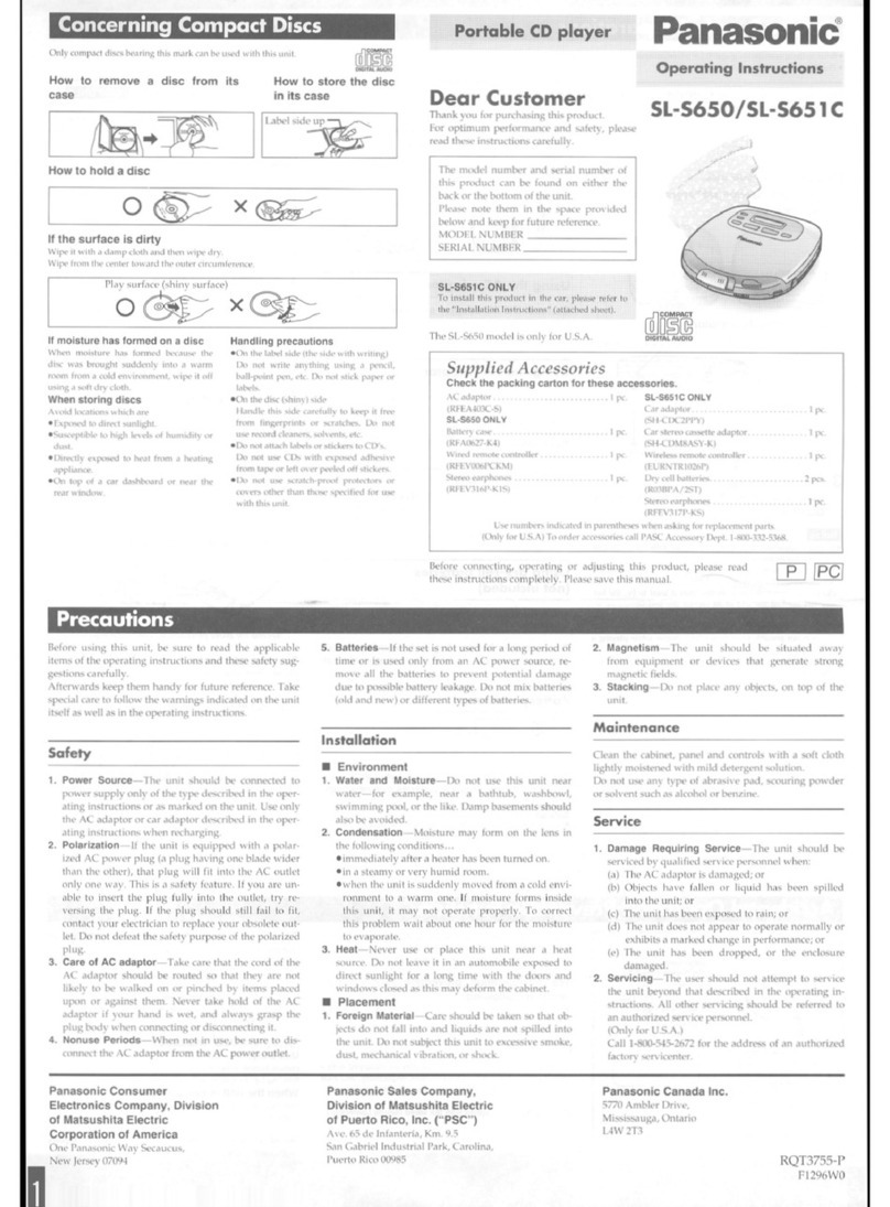 Panasonic SL-S650 User manual