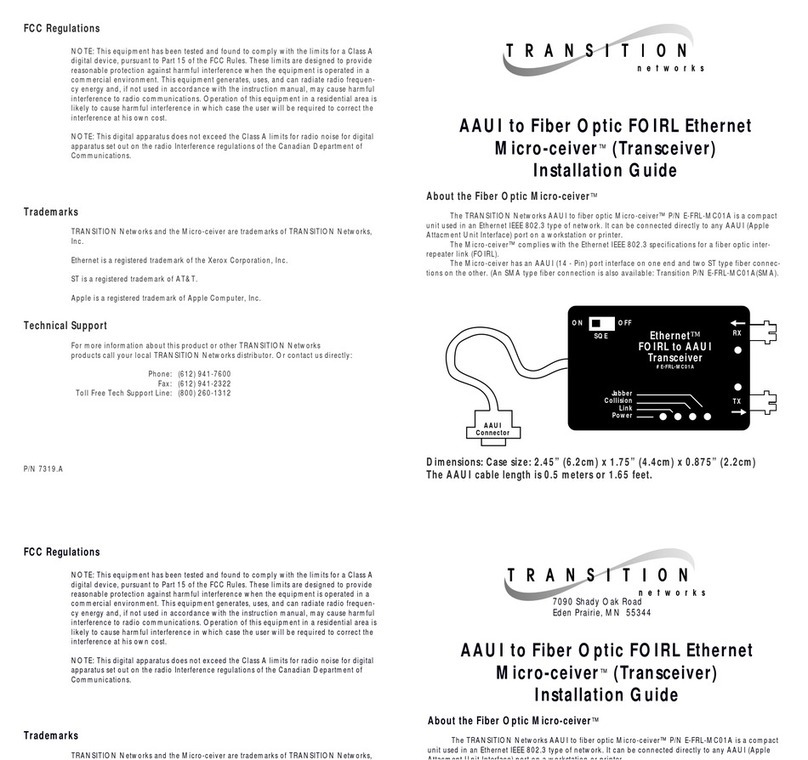 Transition Networks E-FRL-MC01A User manual Transition Networks E-FRL-MC01A User manual