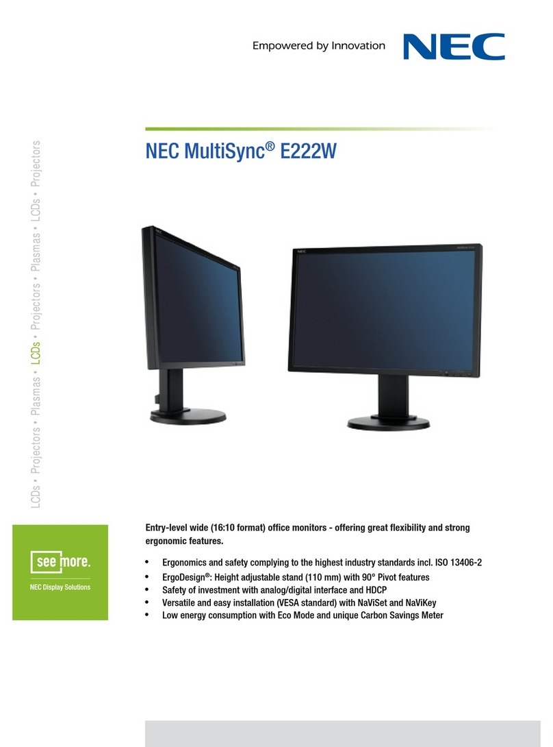 NEC E222W - MultiSync - 22" LCD Monitor User manual