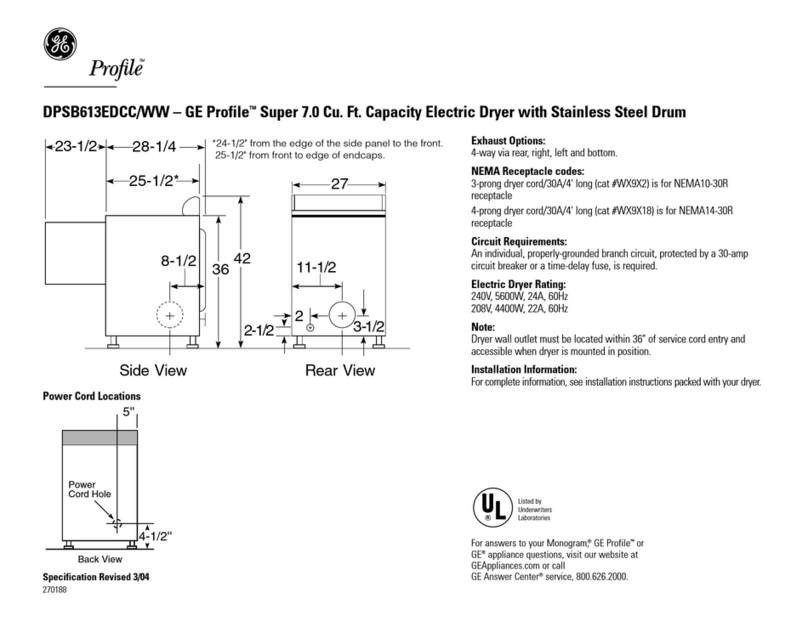 GE DPSB613ED User manual