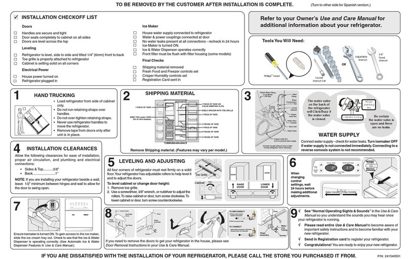 Frigidaire FSC23R5DW9 installation guide