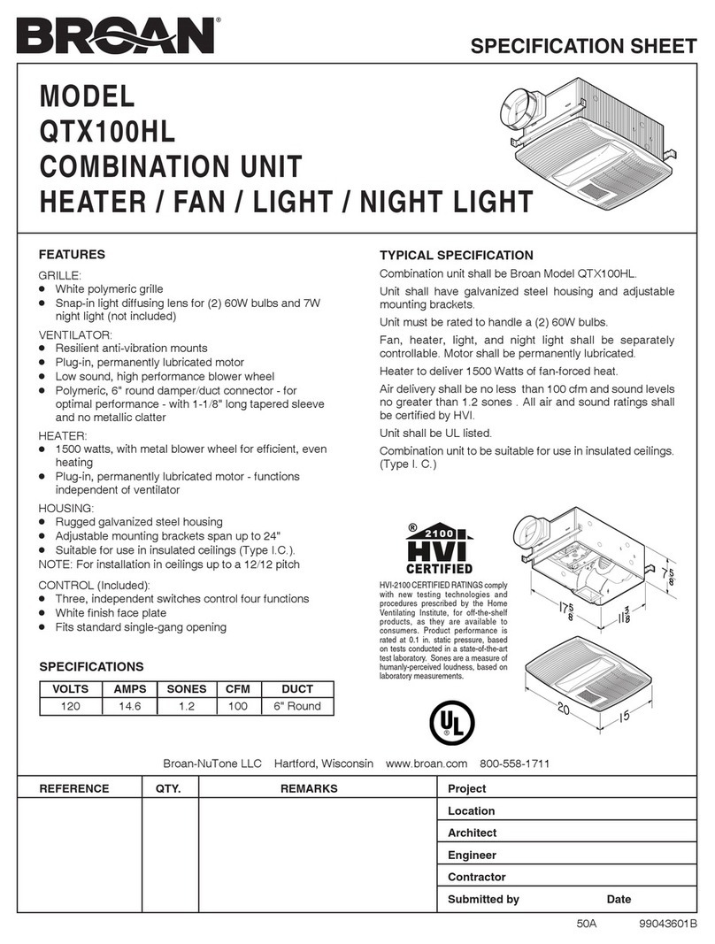 Broan QTX100HL User manual
