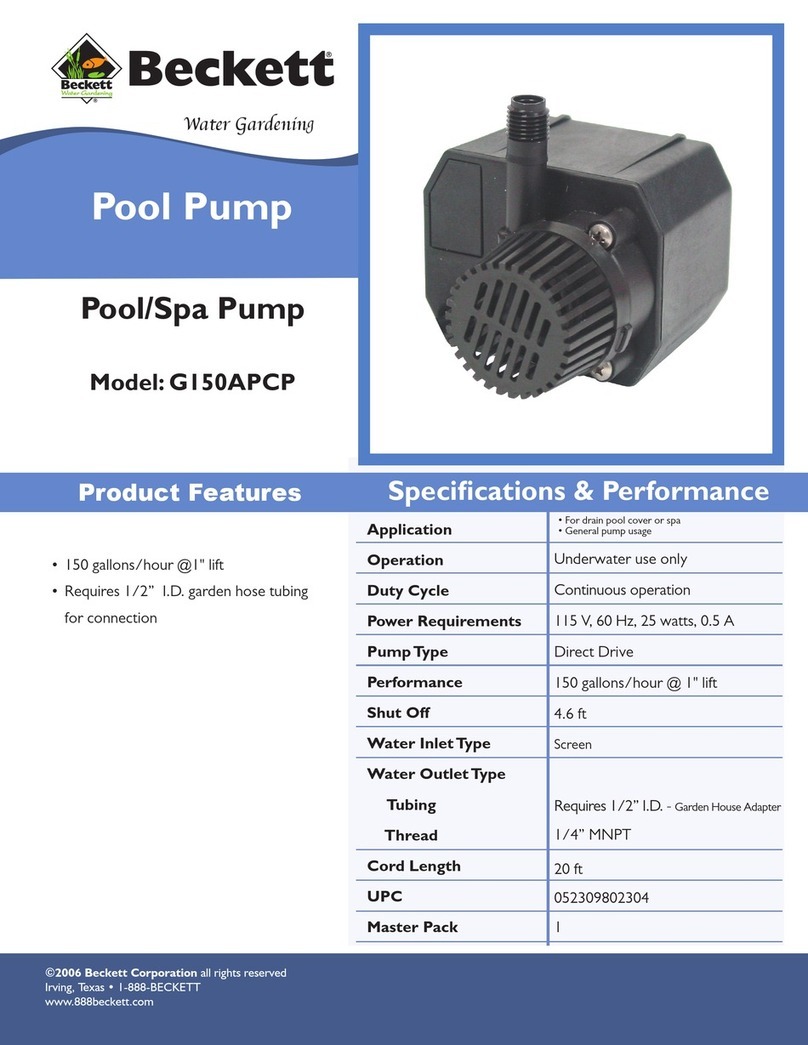 Beckett Pool/Spa Pump G150APCP User manual