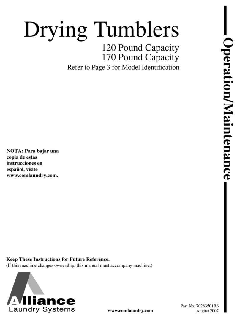 Alliance Laundry Systems 120 Pound Capacity Installation and operation manual