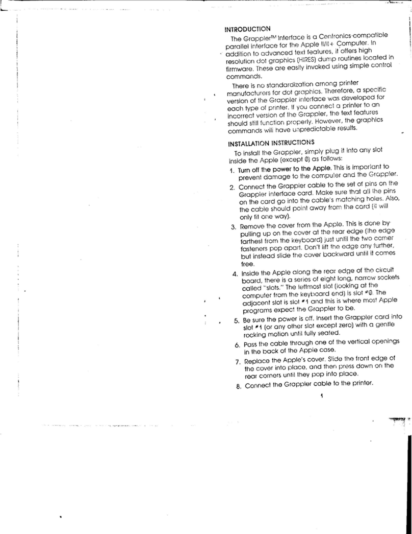 Centronics Grappler Interface User manual