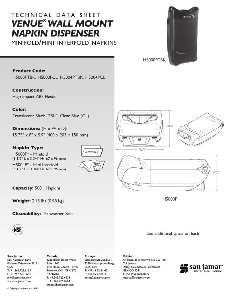 San Jamar VENUE H5000PTBK Instruction Manual