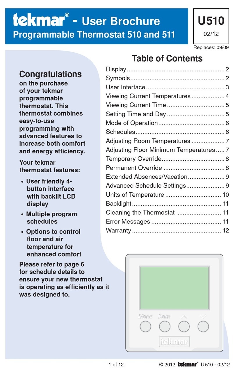 Tekmar 511 User manual