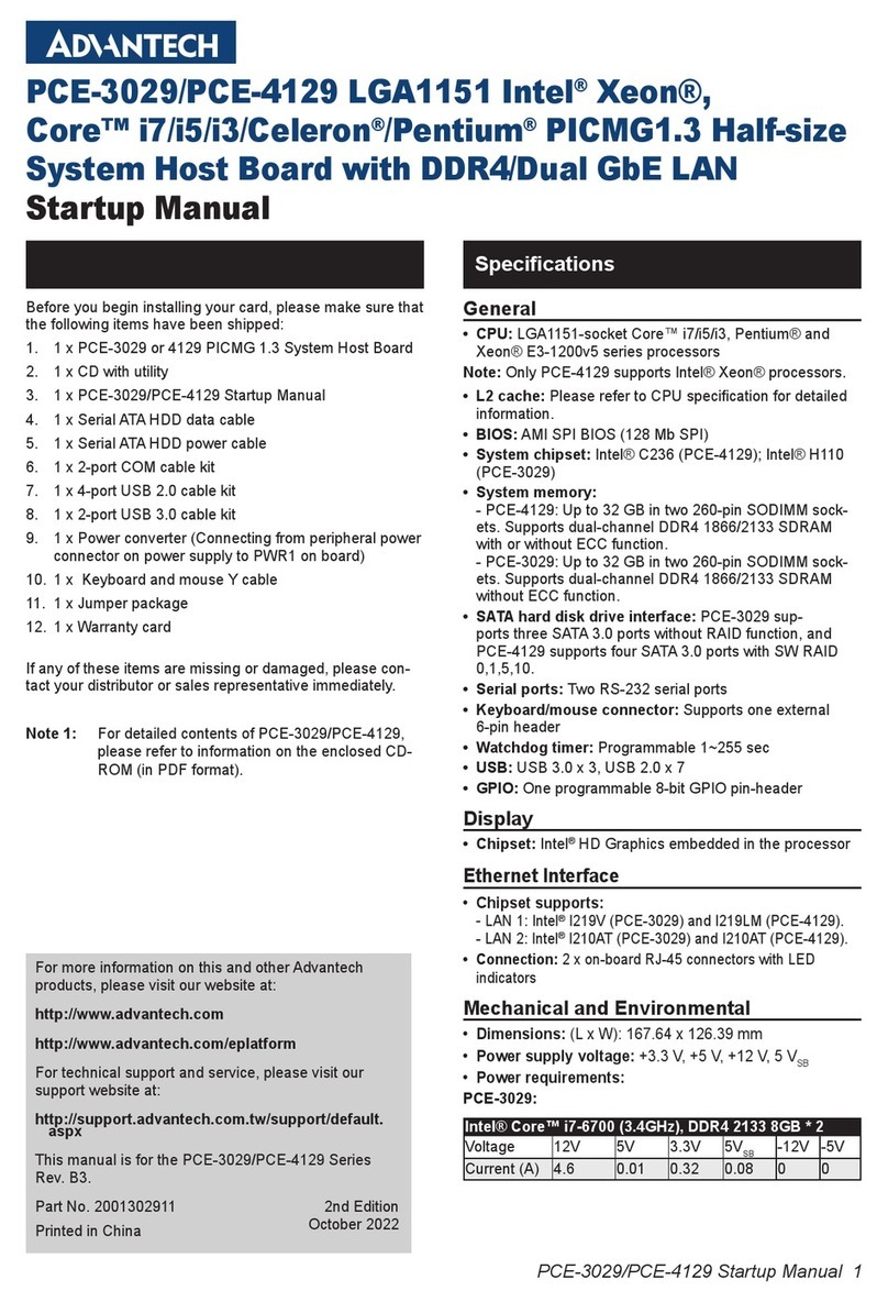 Advantech PCE-3029 Installation and operation manual