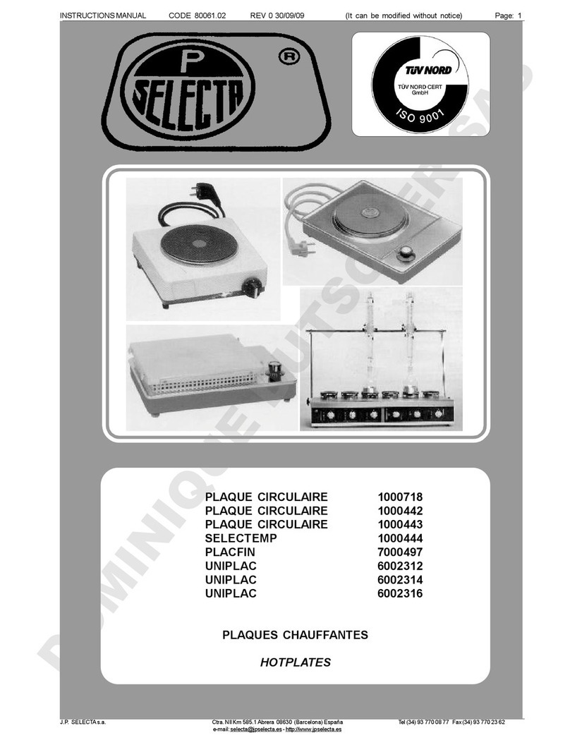 Selecta PLAQUE CIRCULAIRE User manual Selecta PLAQUE CIRCULAIRE User manual