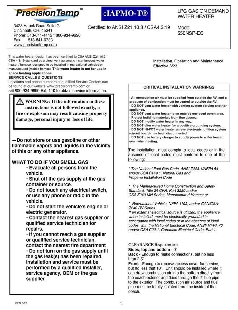 PrecisionTemp cIAPMO-T 550NSP-EC User manual