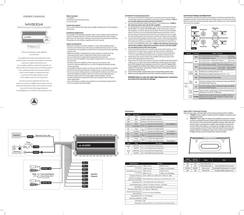 JL Audio MX500/4 User manual
