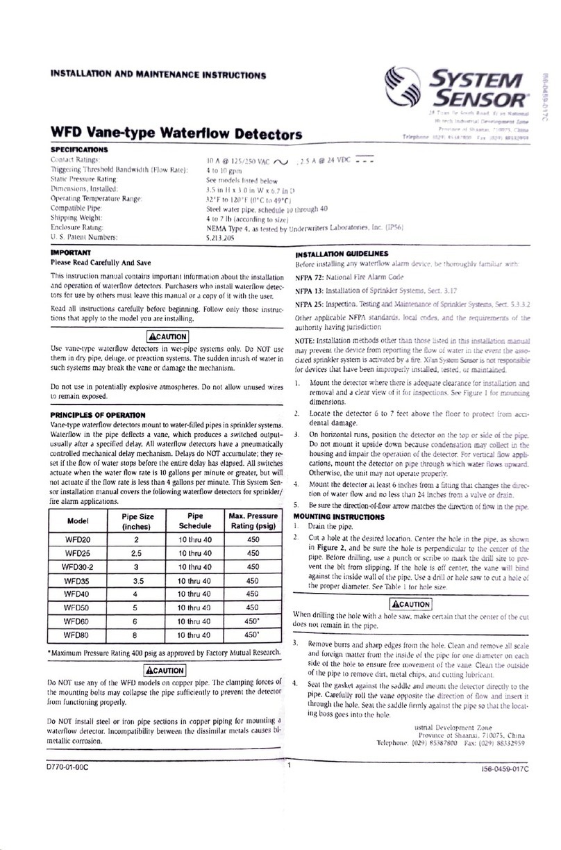 System Sensor WFD20 User manual