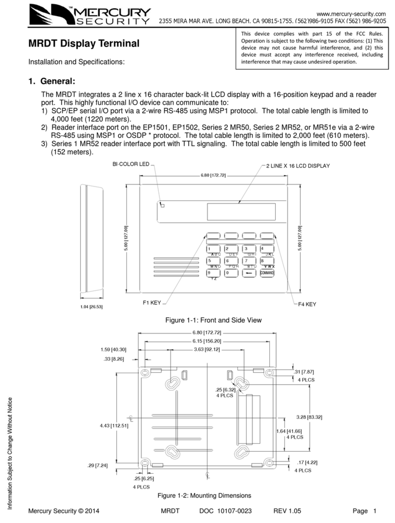 Mercury Security MRDT User manual