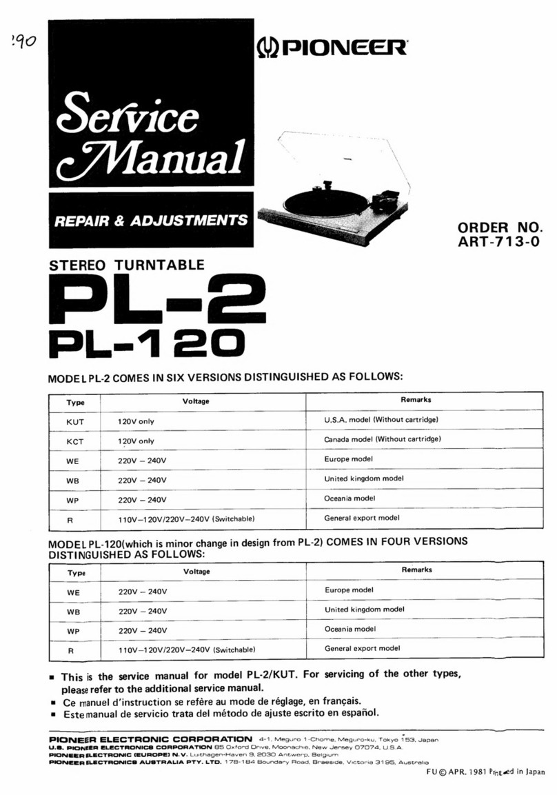 Pioneer PL-2 User manual Pioneer PL-2 User manual