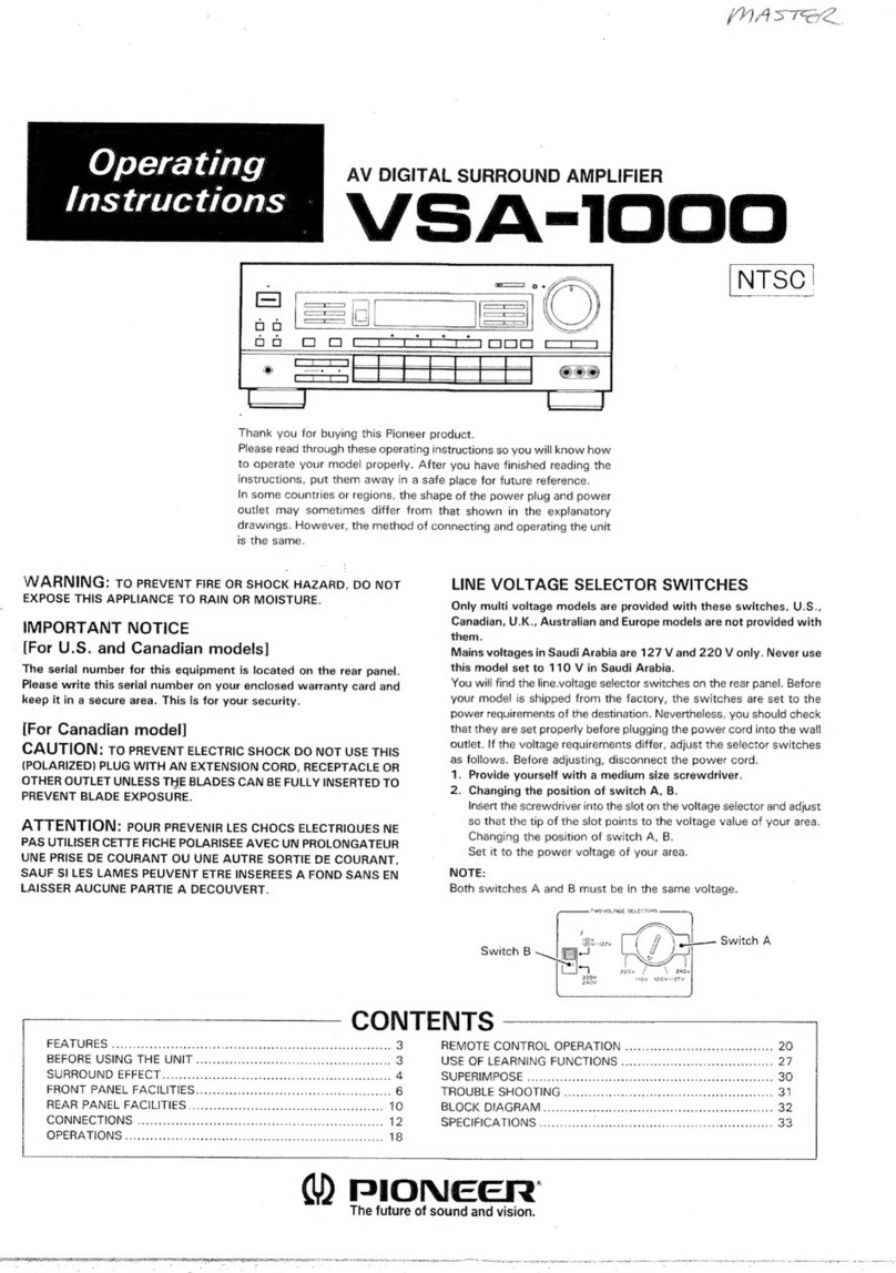 Pioneer VSA-1000 User manual Pioneer VSA-1000 User manual
