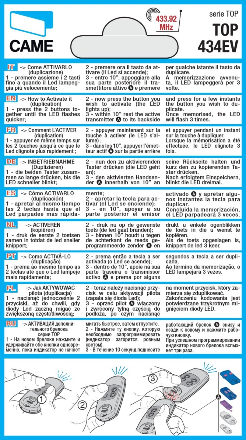 CAME TOP 434EV User manual