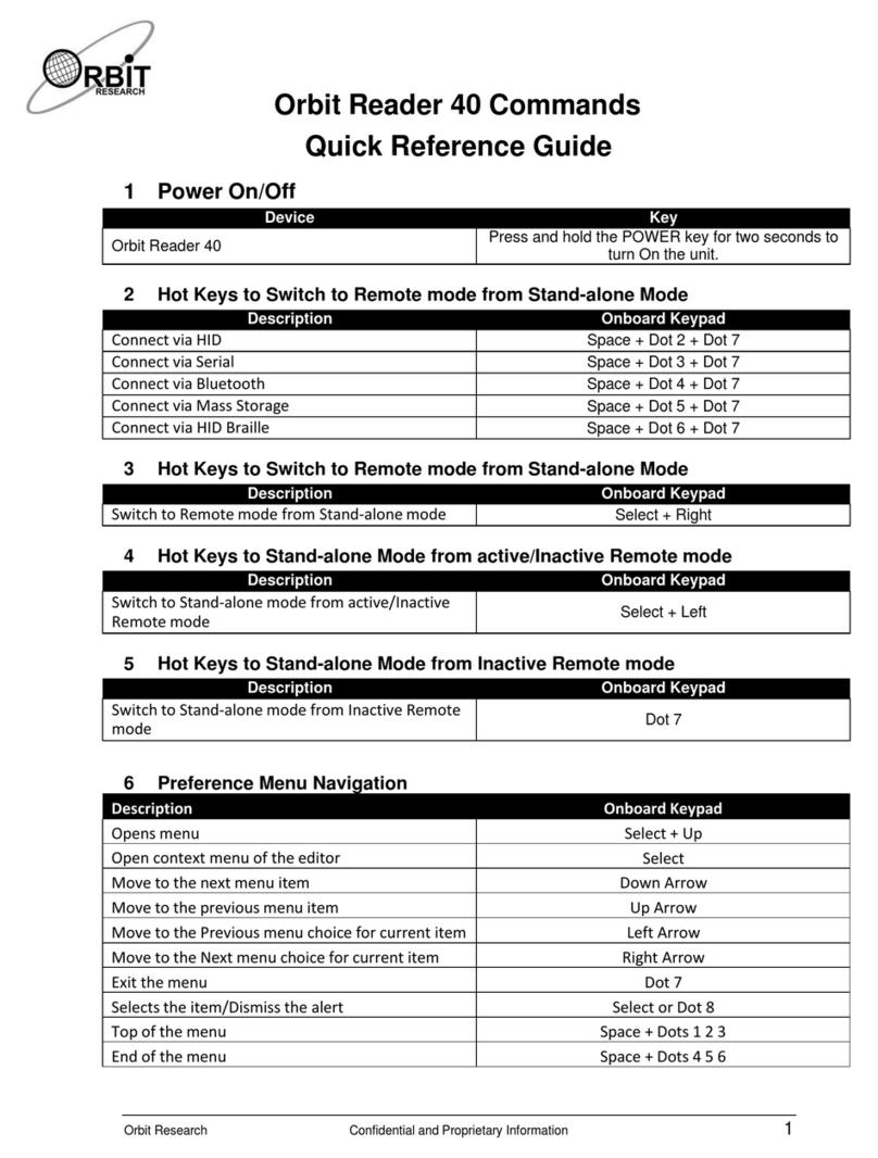Orbit Research Reader 40 User manual