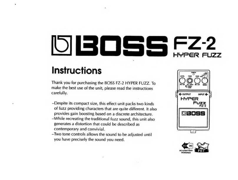 BOSSCO Hyper Fuzz FZ-2 User manual BOSSCO Hyper Fuzz FZ-2 User manual