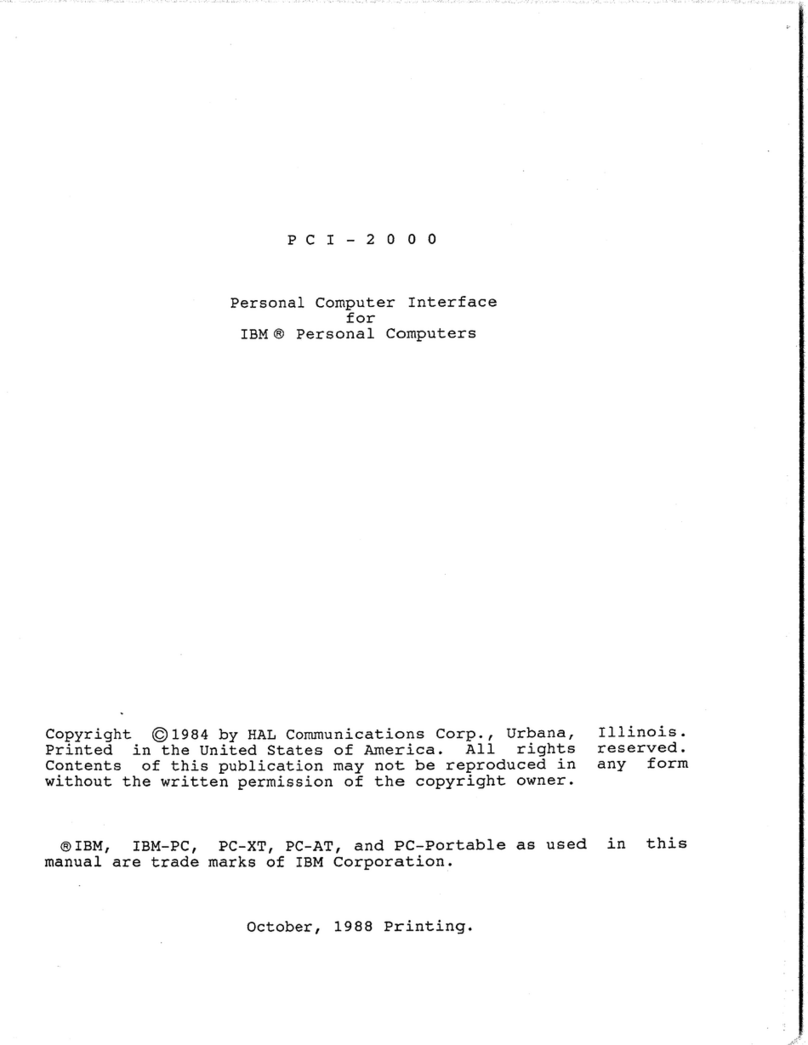 Hal Communications PCI-2000 User manual